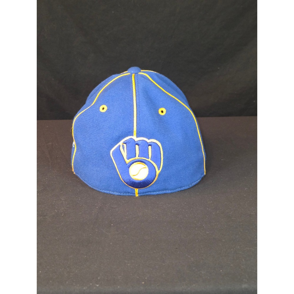 Mitchell Ness Brewers 1983 Cooperstown Collection Fitted Hat 7 1/8‎ Blue Yellow